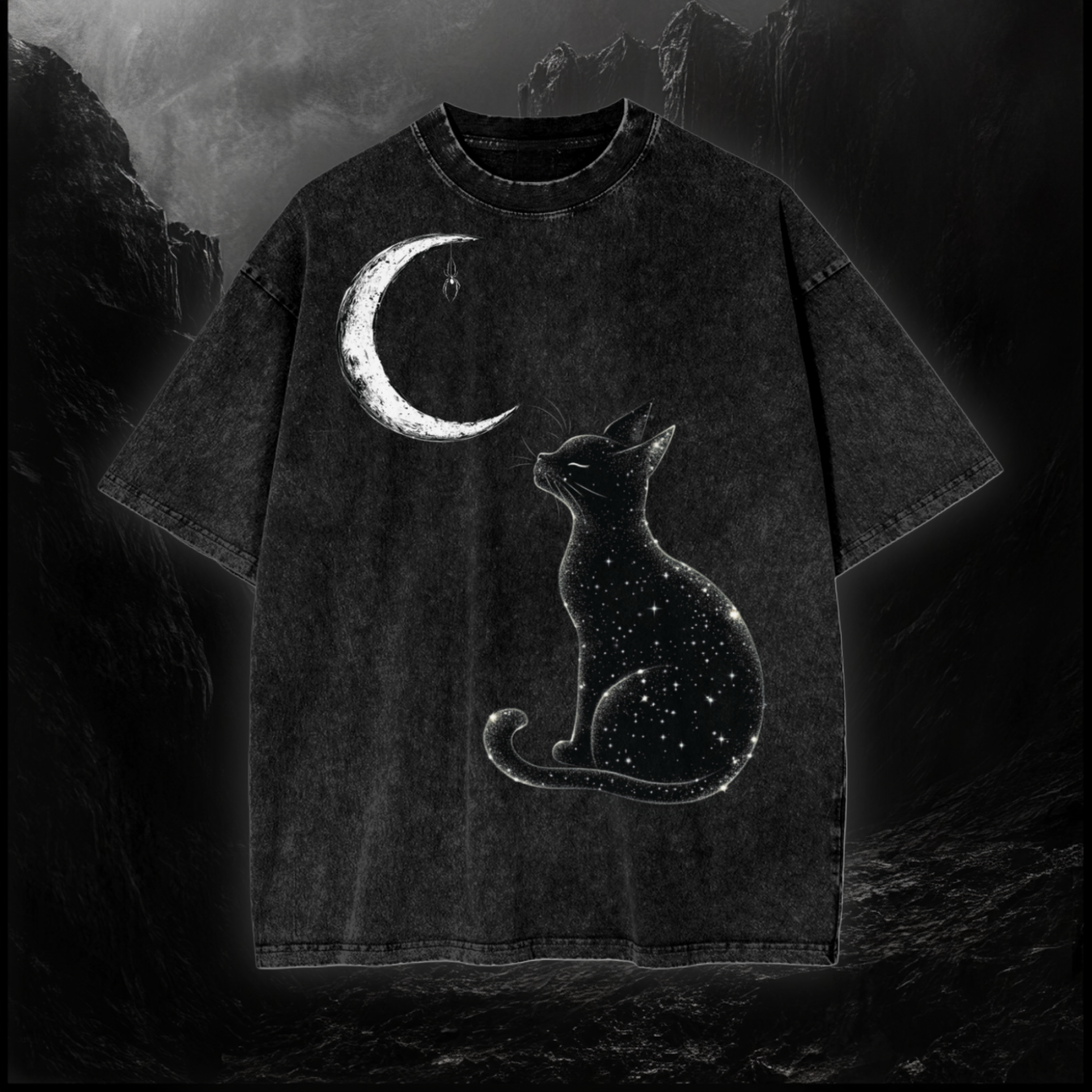 Goth T-Shirts, Galaxy Cat, Abyssal Background