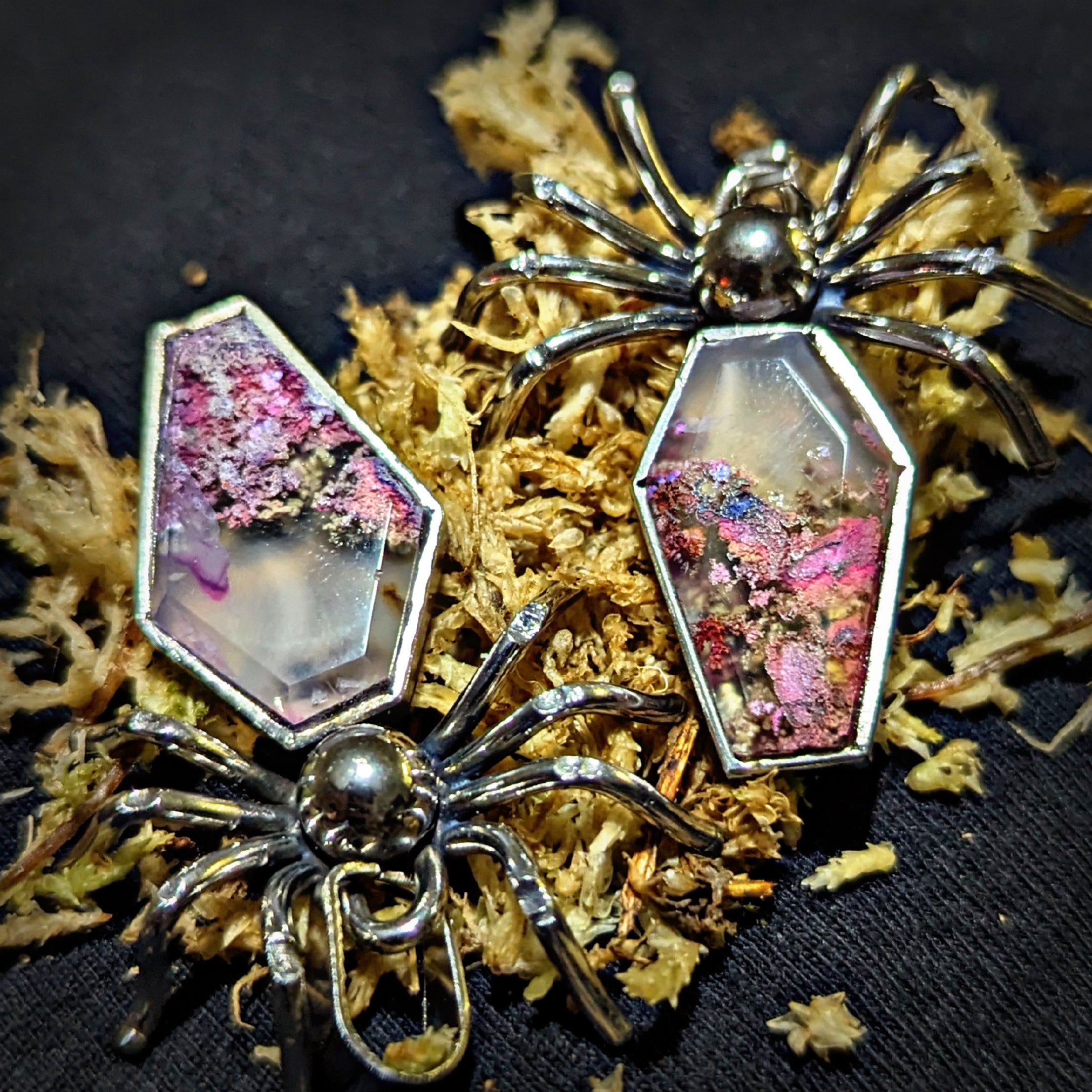 Galactic Harmony Gemstone Spider Pendant