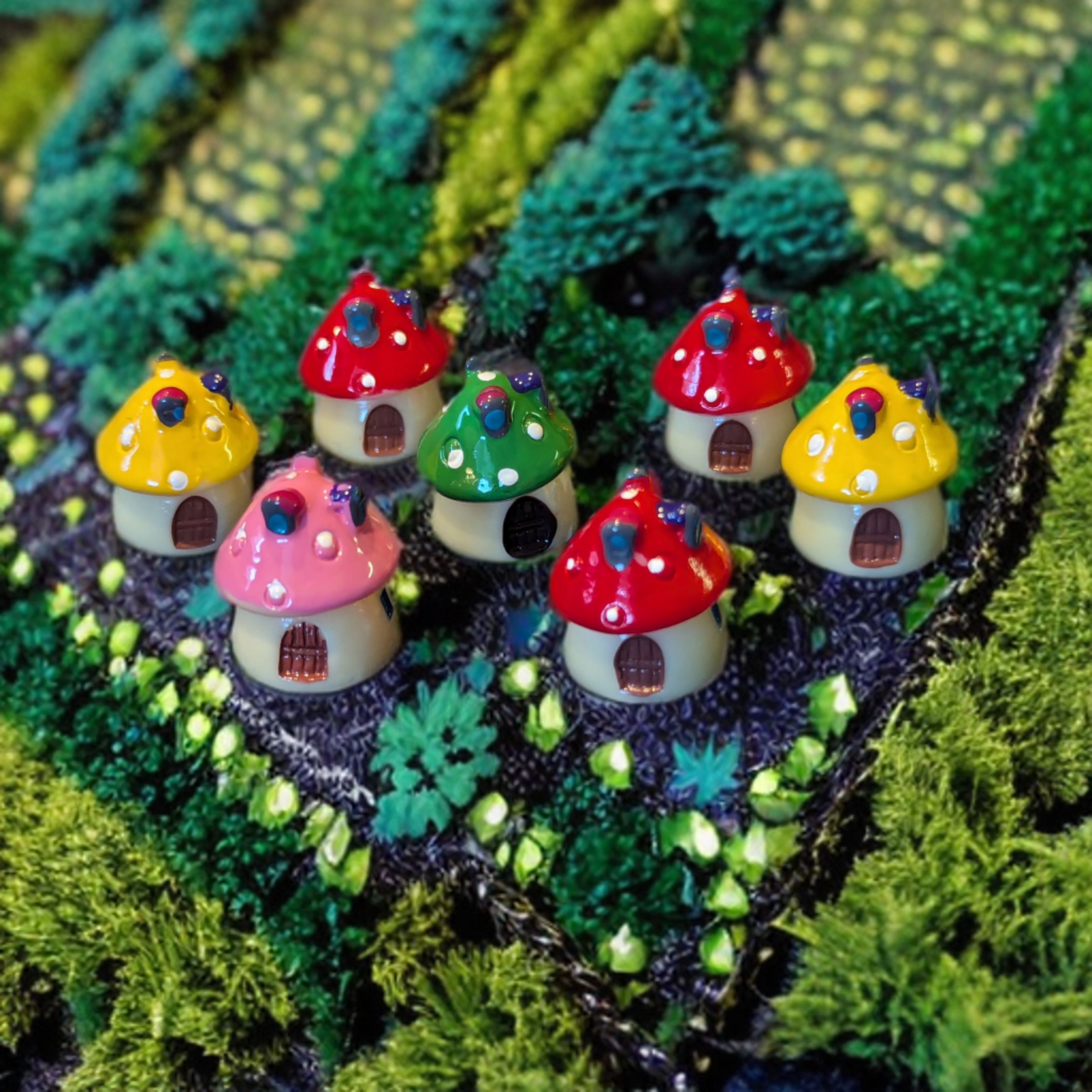 mushroom, miniature, home. multicolor, jumping spider
