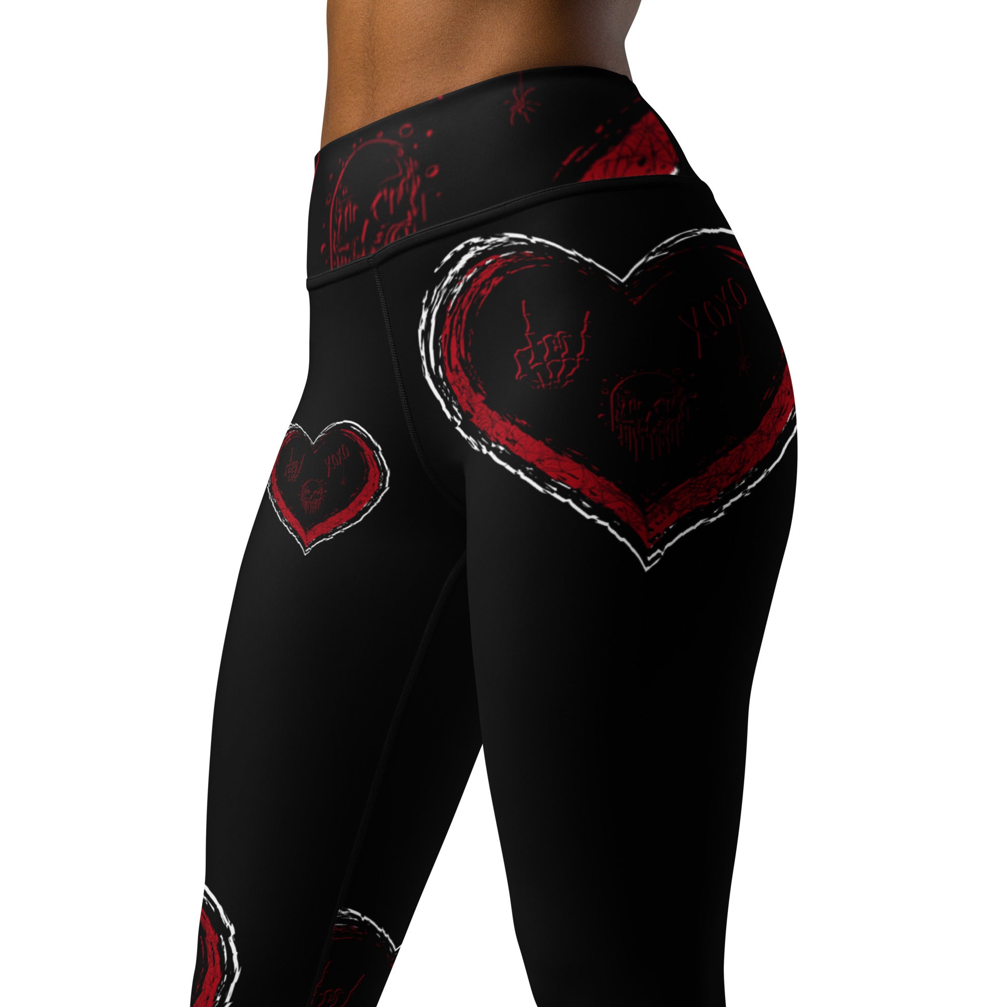 Yoga leggings - ELLIE LOVE yellow pink - Bold heart print main image 1