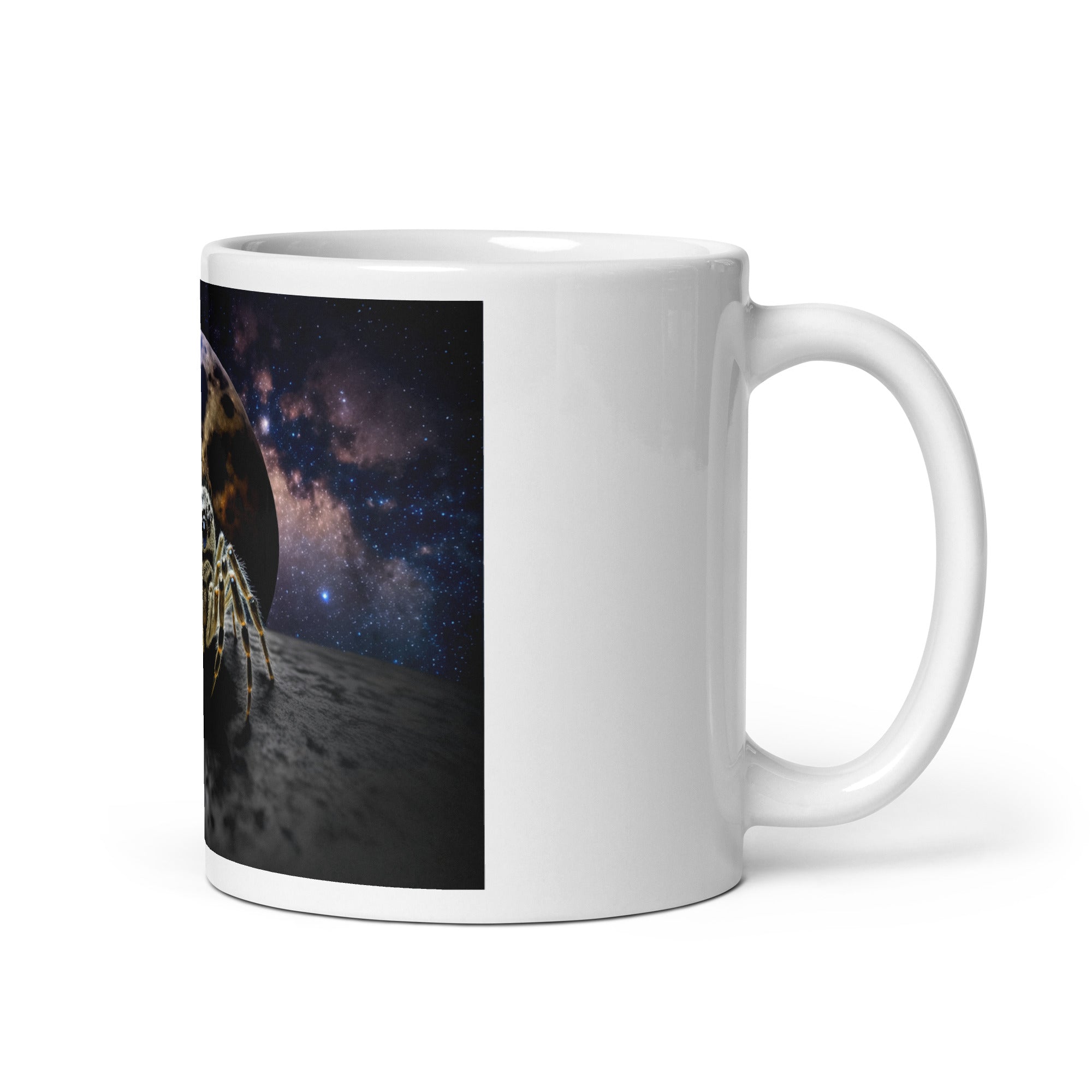 Moon Jumping Spider White glossy mug - Jumping Spiders For Sale - Spiders Source - #1 Regal Jumping Spider Store