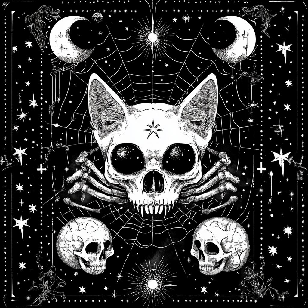 Goth, Cat, Hoodies, Merch, Clothing, Bones, Skulls