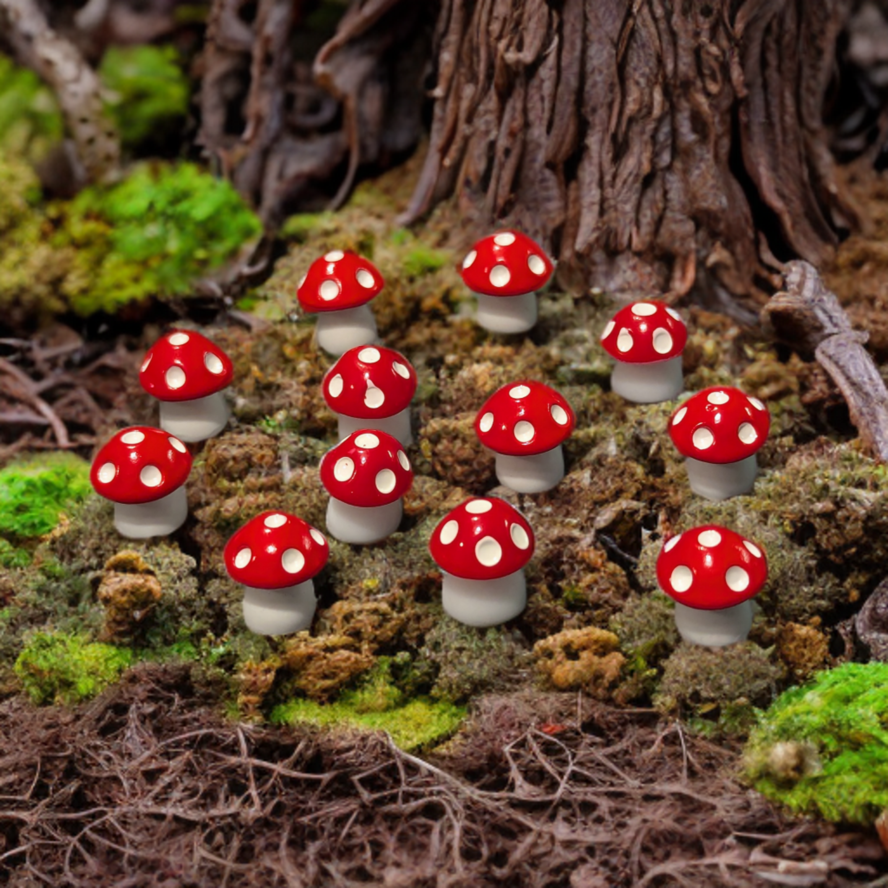 Plastic Garden Mushroom Set (12 Count)