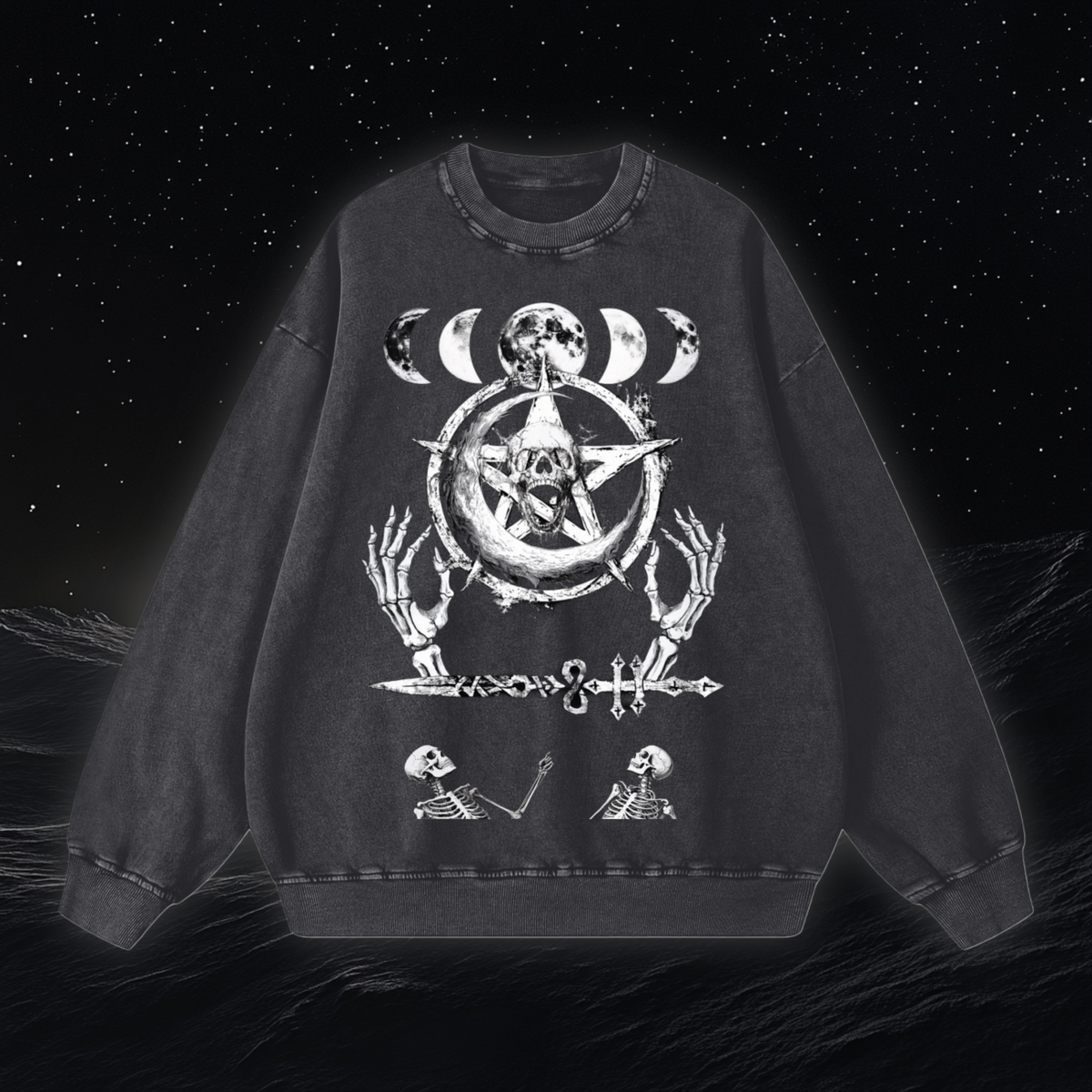 トップス deepweb depth glow in the dark Sweat WebbedEternityAcidWashSweaterF