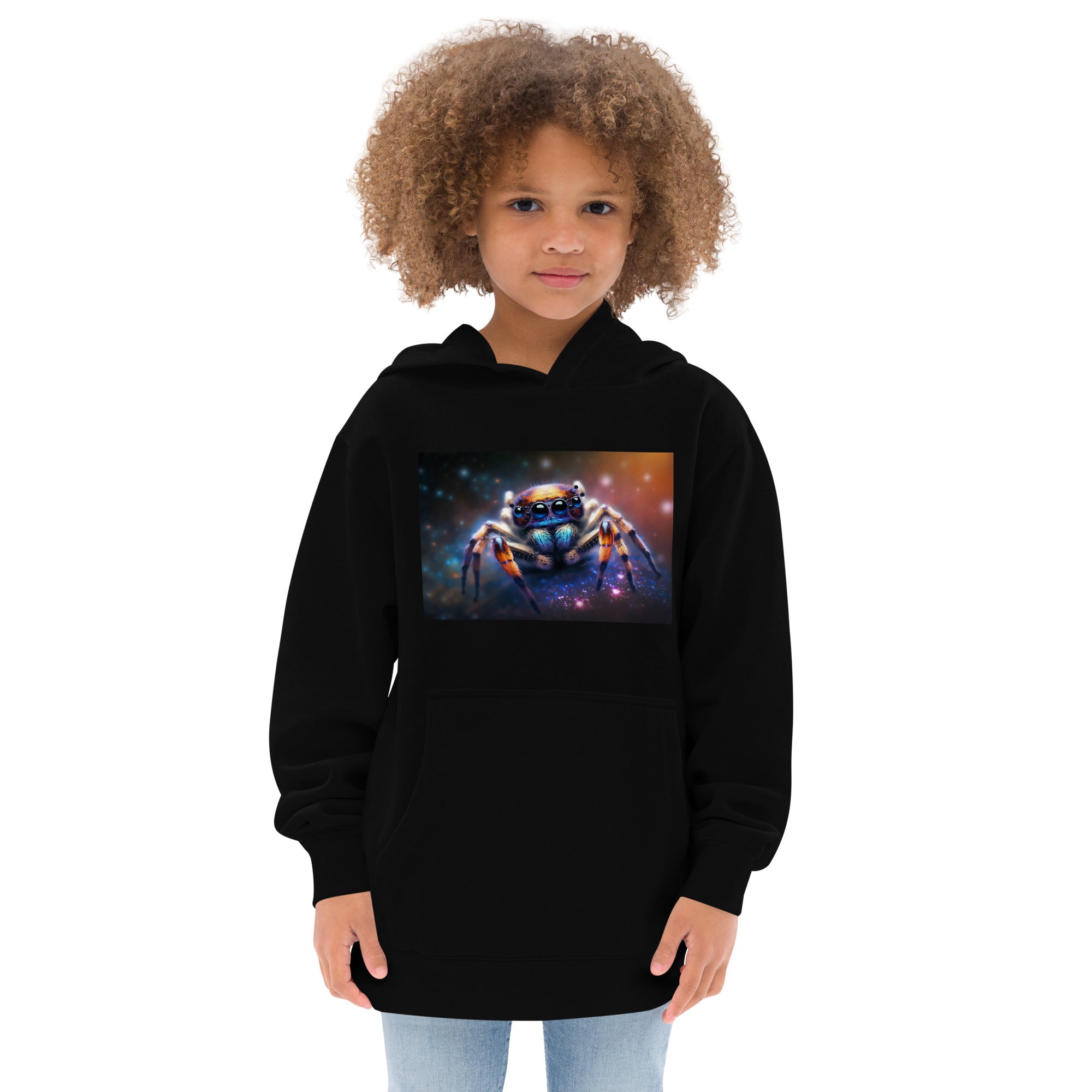 Galaxy Jumping Spider Kids fleece hoodie - Jumping Spiders For Sale - Spiders Source - #1 Regal Jumping Spider Store