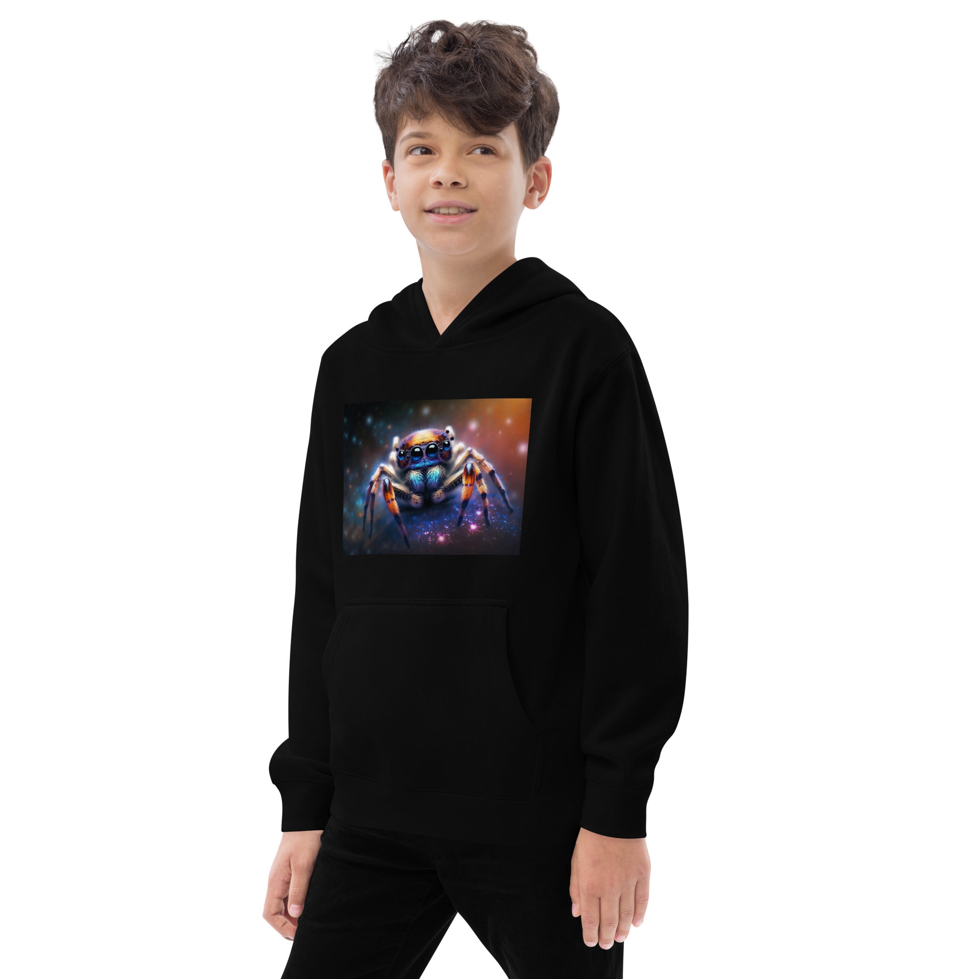 Galaxy Jumping Spider Kids fleece hoodie - Jumping Spiders For Sale - Spiders Source - #1 Regal Jumping Spider Store