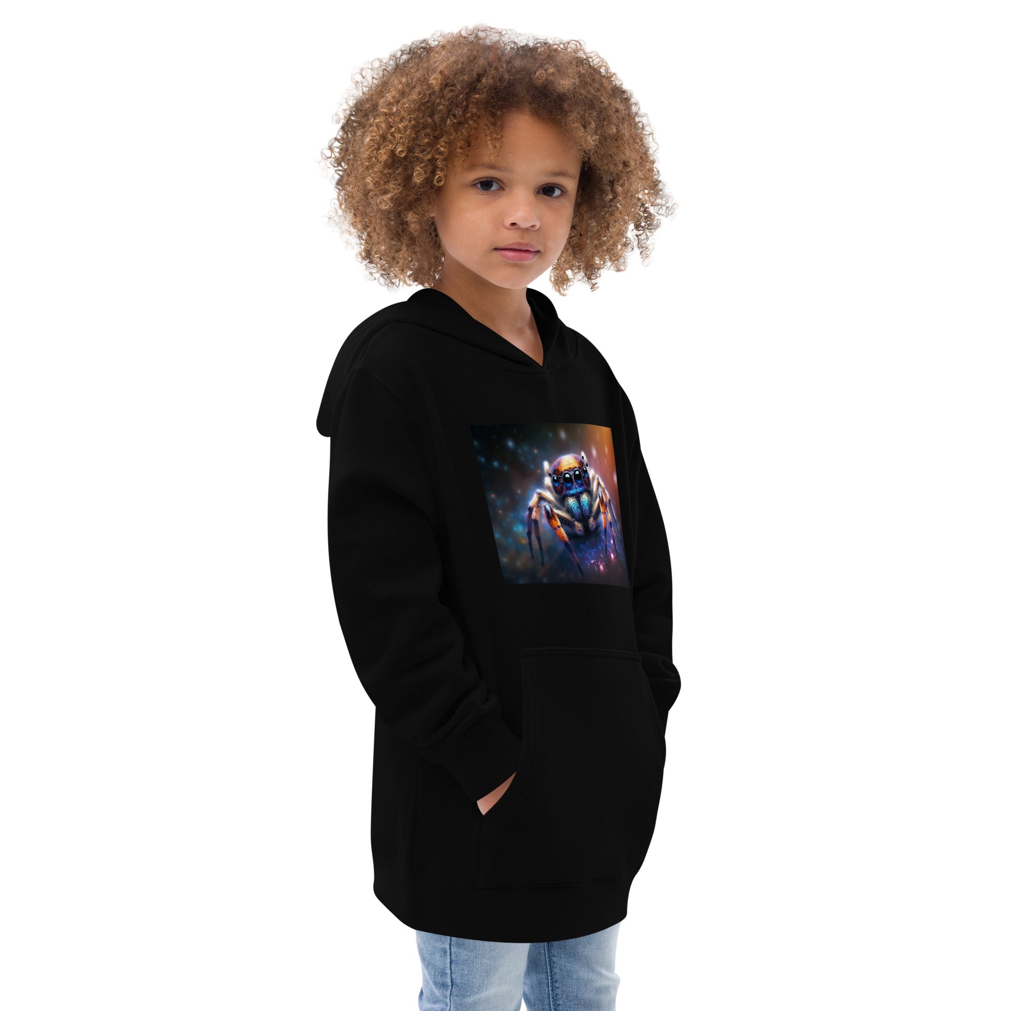 Galaxy Jumping Spider Kids fleece hoodie - Jumping Spiders For Sale - Spiders Source - #1 Regal Jumping Spider Store